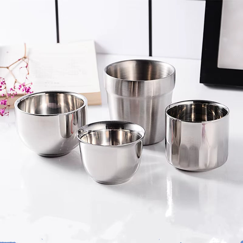 Stainless Steel Double Wall Silver Coffee Beer Mug Portable Travel Water Cup Tea Milk Mugs Drinkware 350Ml/500Ml
