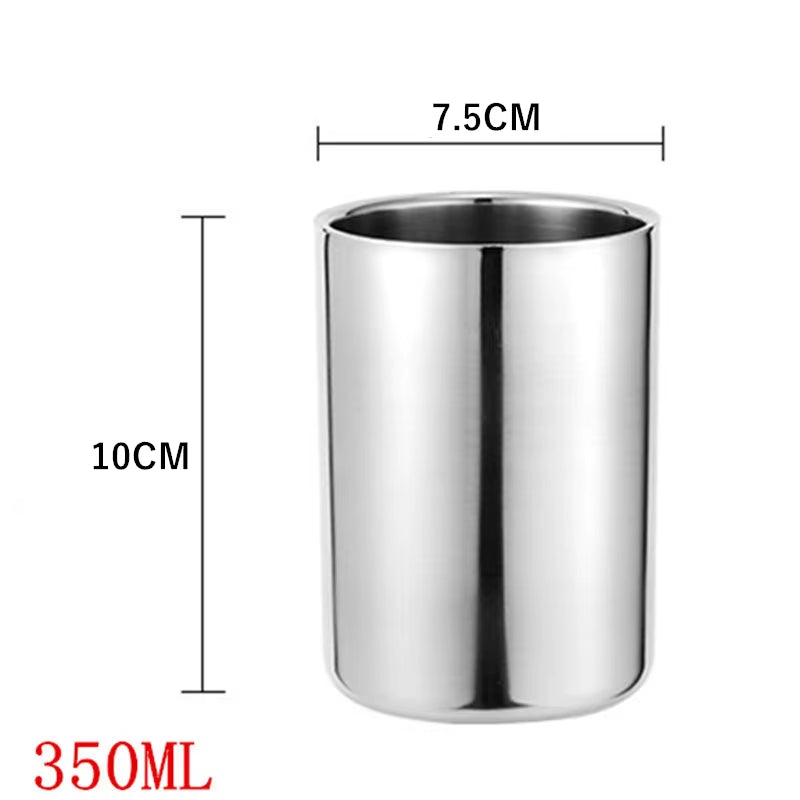 Stainless Steel Double Wall Silver Coffee Beer Mug Portable Travel Water Cup Tea Milk Mugs Drinkware 350Ml/500Ml