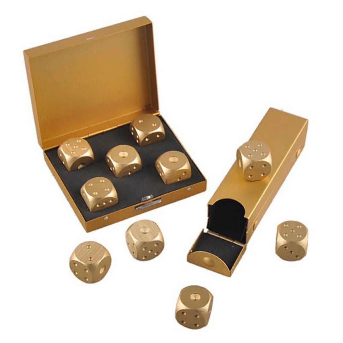 5 in 1 Precision Aluminum Alloy Dice Solid Metal Dices Poker Party Game Toy Portable Dice 6 Sided Dice for Drinking Party Man Boyfriend Gift